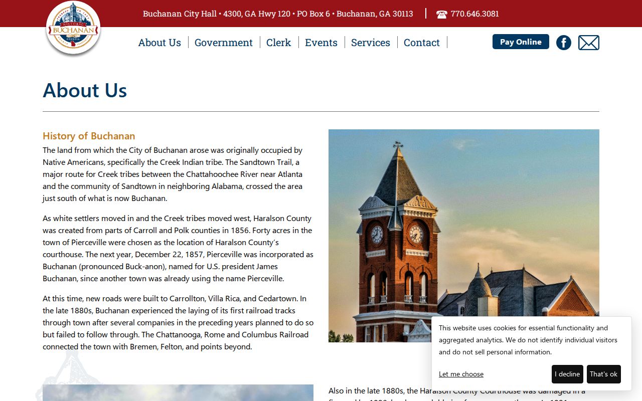 Buchanan court records source showing city and courthouse history