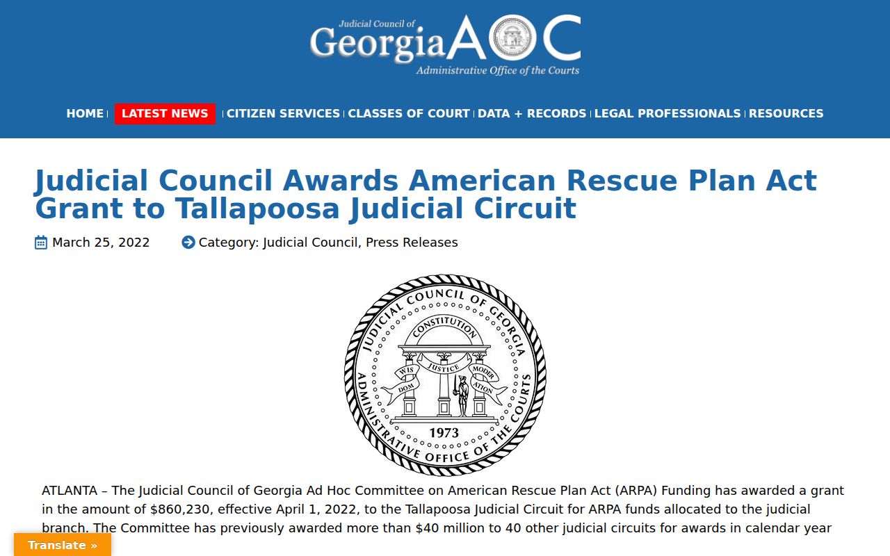 Haralson County court calendar Tallapoosa Circuit grant notice