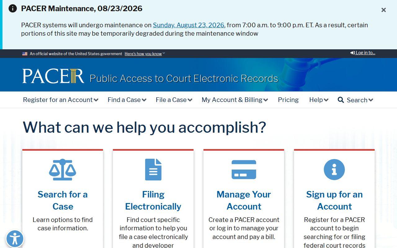 PACER federal court records access separate from Haralson County court records