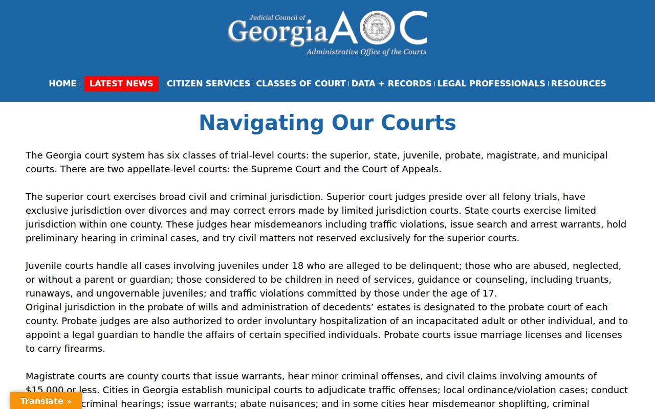 Haralson County court docket Georgia court structure