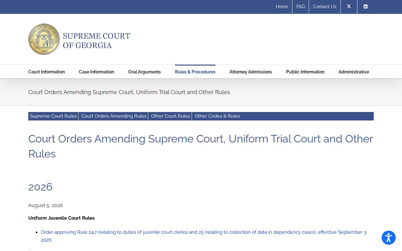 Haralson County court docket Georgia rule amendments