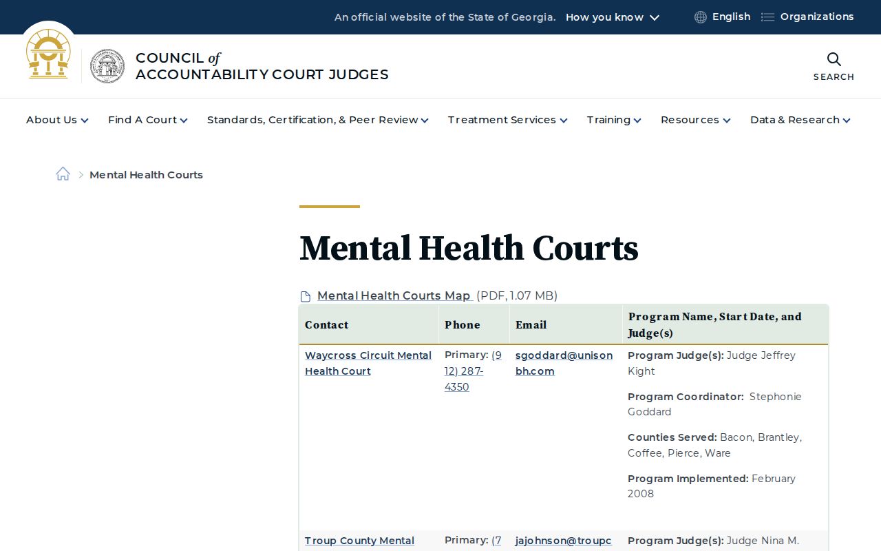Tallapoosa Circuit Mental Health Court listing separate from Tallapoosa municipal records